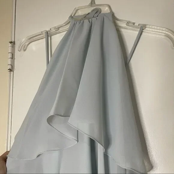 Nouvelle Amsale Cait Dress Formal Chiffon Blue - Picture 6 of 9